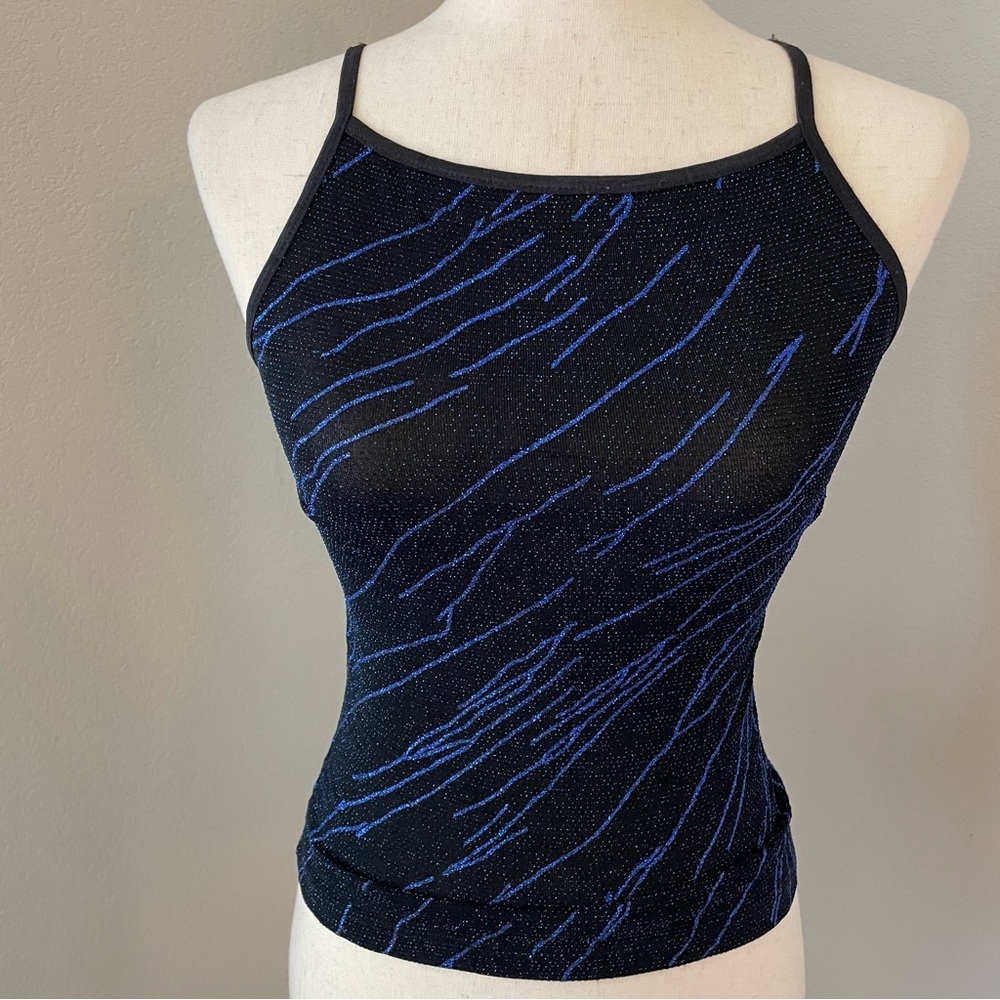 Vintage Y2K Charlotte Russe Made in USA Black Sleeveless Top Small Mesh